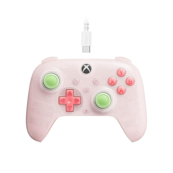 8Bitdo Ultimate Mini Wired Controller with RGB Ring, Hall Effect Joysticks and Triggers for Xbox, Windows - Translucent Pink