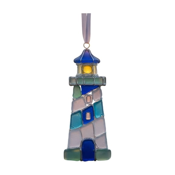 8cm 2D Flat Acrylic Decoration, Lighthouse Sea Glass Pendant, Friendship Themed Wall Hanger with Random Hanging Rope