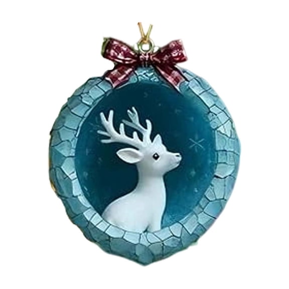 8cm Christmas Ice Crystal Cave Animal Decorations, Forest Creature Themed Ornaments, Rustic Woodland Christmas Tree Pendants, Nature-inspired Holiday Decor, by UKHBMC