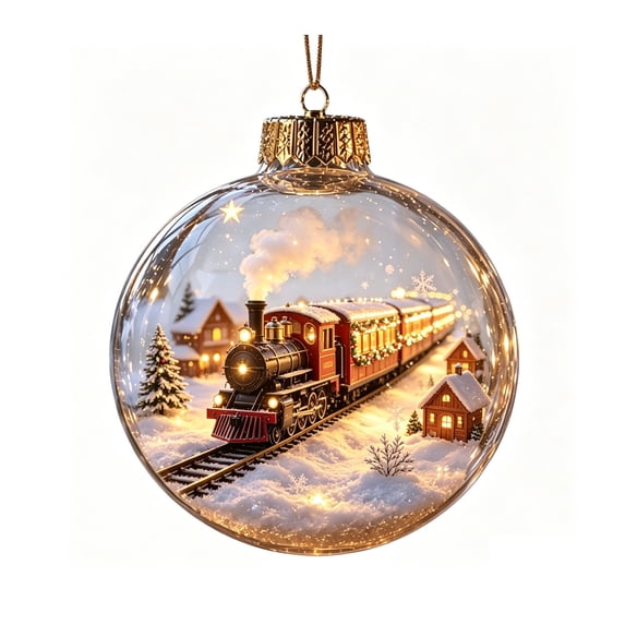 8cm Christmas Ornament Ball, Mini Christmas Scene Tree Hanging Decoration with Light, for Christmas Tree Window Hook Decorative Stand Fireplace Mantel Branches
