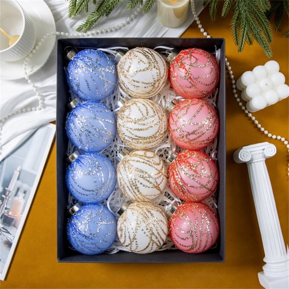 8cm Christmas Sequin Ball Ornament Set, Shiny Reusable Easy Hang Multipurpose Festive Decor, Glitter Holiday Embellishment for Christmas Tree Wreath Table Centerpiece Party Display