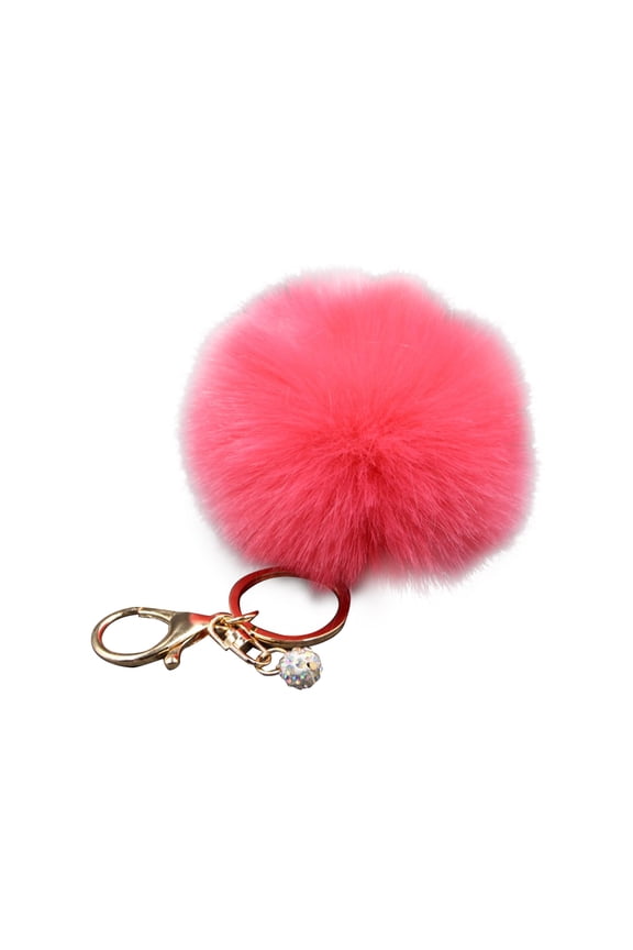 8cm Colorful Faux Rabbit Fur Ball Keychain - Women's Cute Plush Charm with Gemstone for Phone and Handbag
