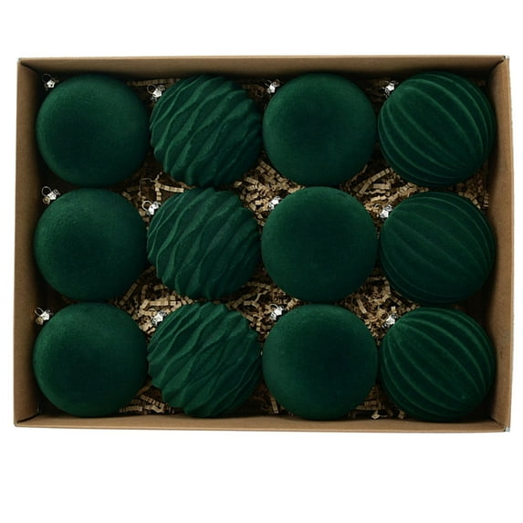 8cm Flocking Ball Christmas Ball Dark Large Ornaments Balls Velvet Big Christmas Ornaments Balls Giant Christmas Balls Christmas Ball Christmas Tree Decoration 12pcs