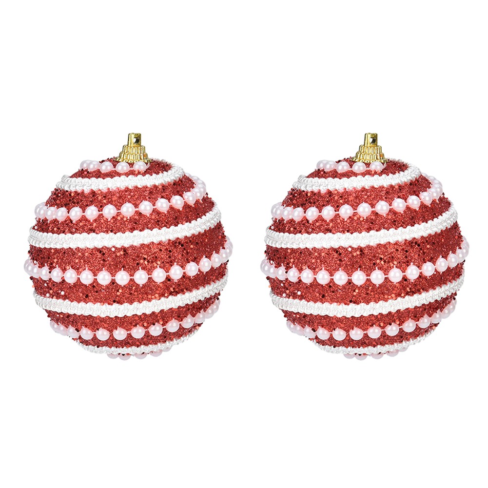 8cm Gold Pearl Christmas Balls Ornament Shatterproof Hanging Christmas