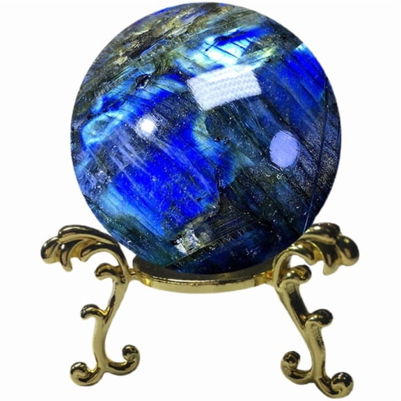 8cm Labradorite Crystal Magic Ball Healing Sphere with Mystical Blue Glow, Handcrafted for Spiritual Practices, Meditation & Energy Healing