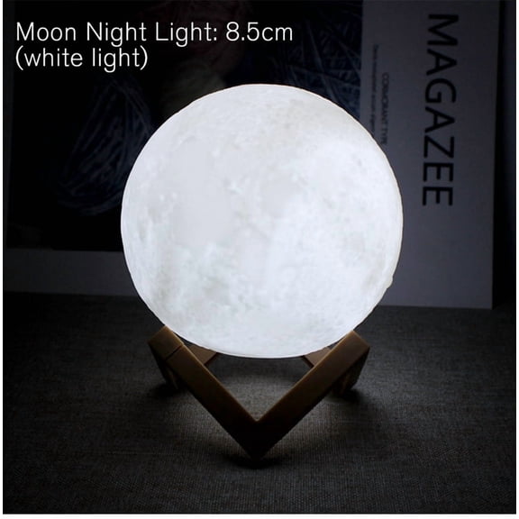 8cm Moon Lamp LED Night Light Battery Powered With Stand Starry Lamp Bedroom Decor Night Lights Kids Gift Moon Lamp
