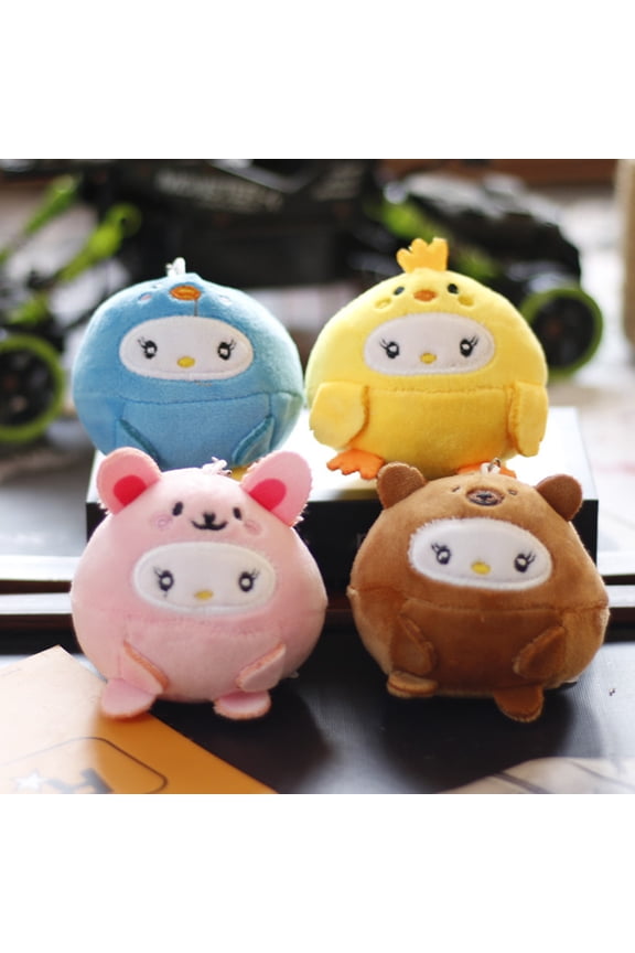 8cm Plush Keychain Cute Expression Kitten Chick Penguin Doll Ornament Stuffed Doll Key Chain Pendant Plush Toys Girls Gift