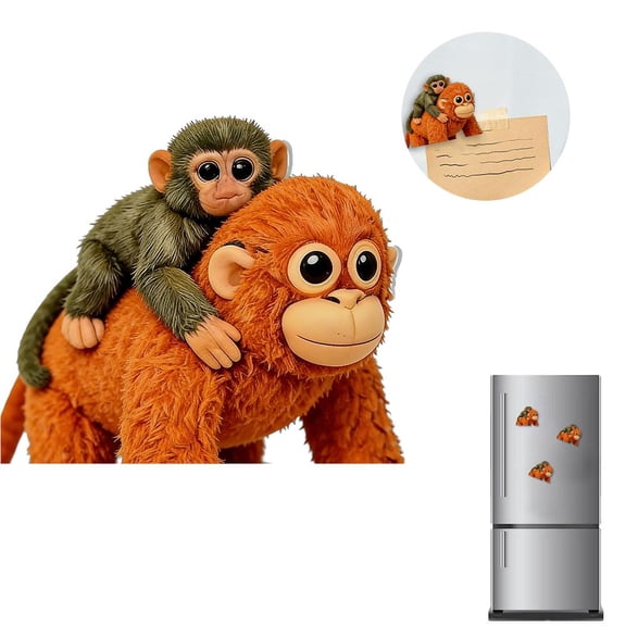 8cm Plush Monkey Refrigerator Magnet, Acrylic Stuffed Animal Toy for Fridge Decor