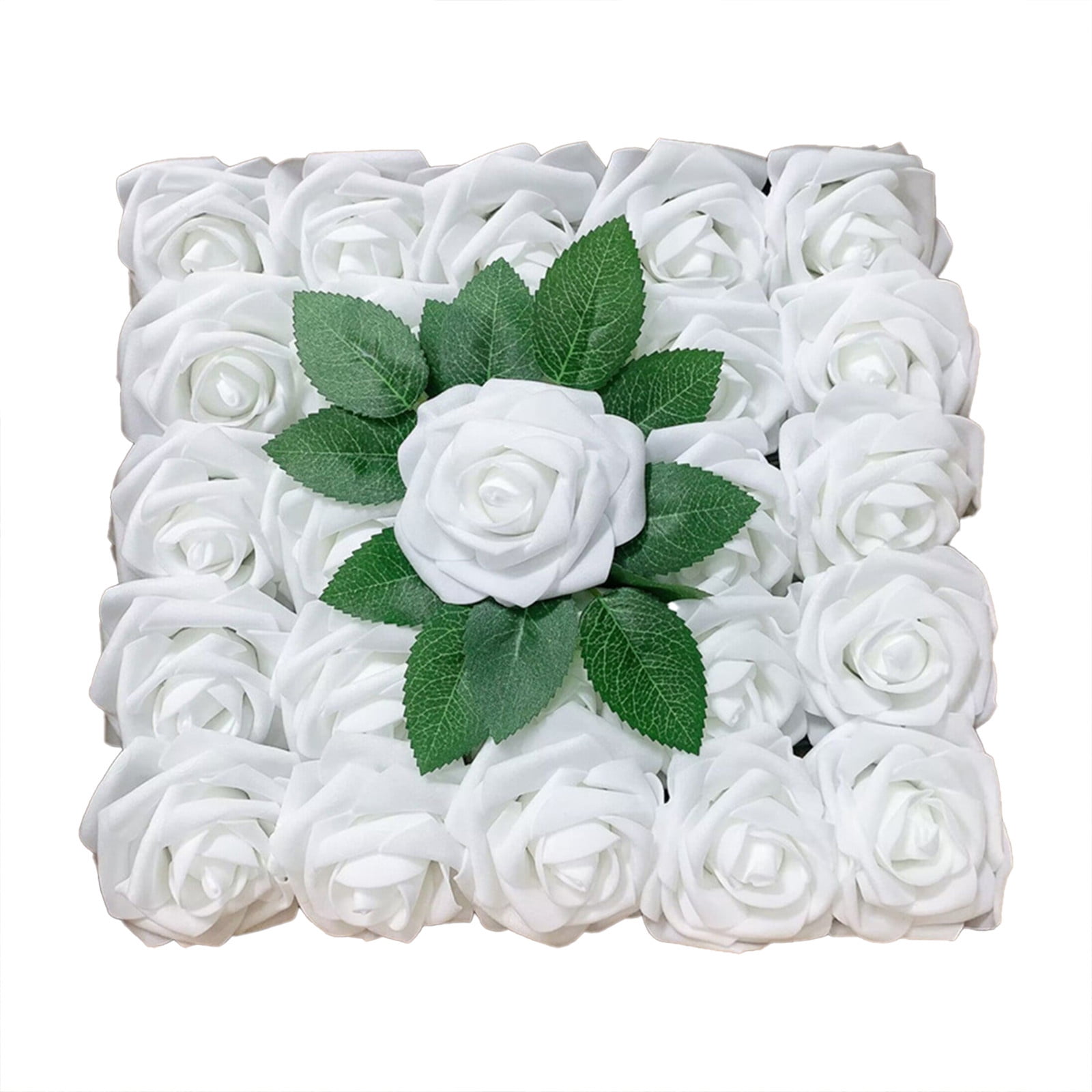 8cm Rose Rose Plus Leaf Belt Rod 25 Flowers Packed Pe Rose Head white