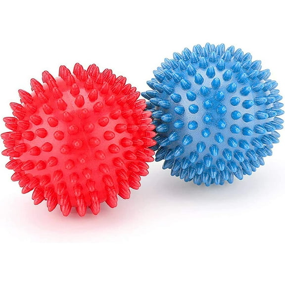 8cm Soft Spiky Massage Ball Trigger Point Therapy Reflexology Stress Relief Exercise Balls, Blue & Red