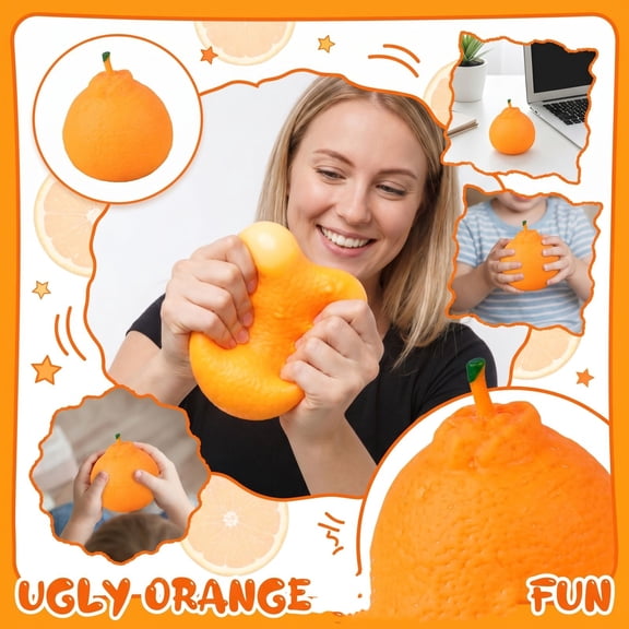 8cm Stress Relief Squishy Ball, Mochi Squishy Toy for Slow Rising and Squeezing, Anxiety Relief and Relaxation Fun for Adults Kids, Orange Shape Deformable Sensory Fidget Toy