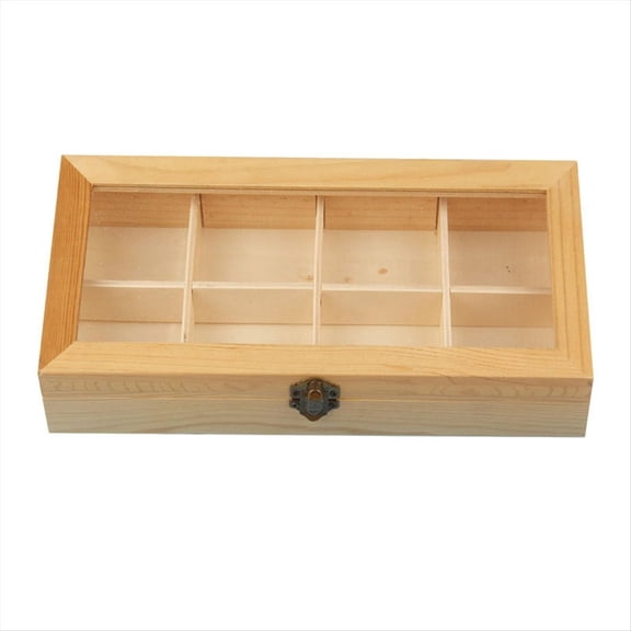 8compartment Display Cabinet Wooden Tea Coffee Rack Storage Box