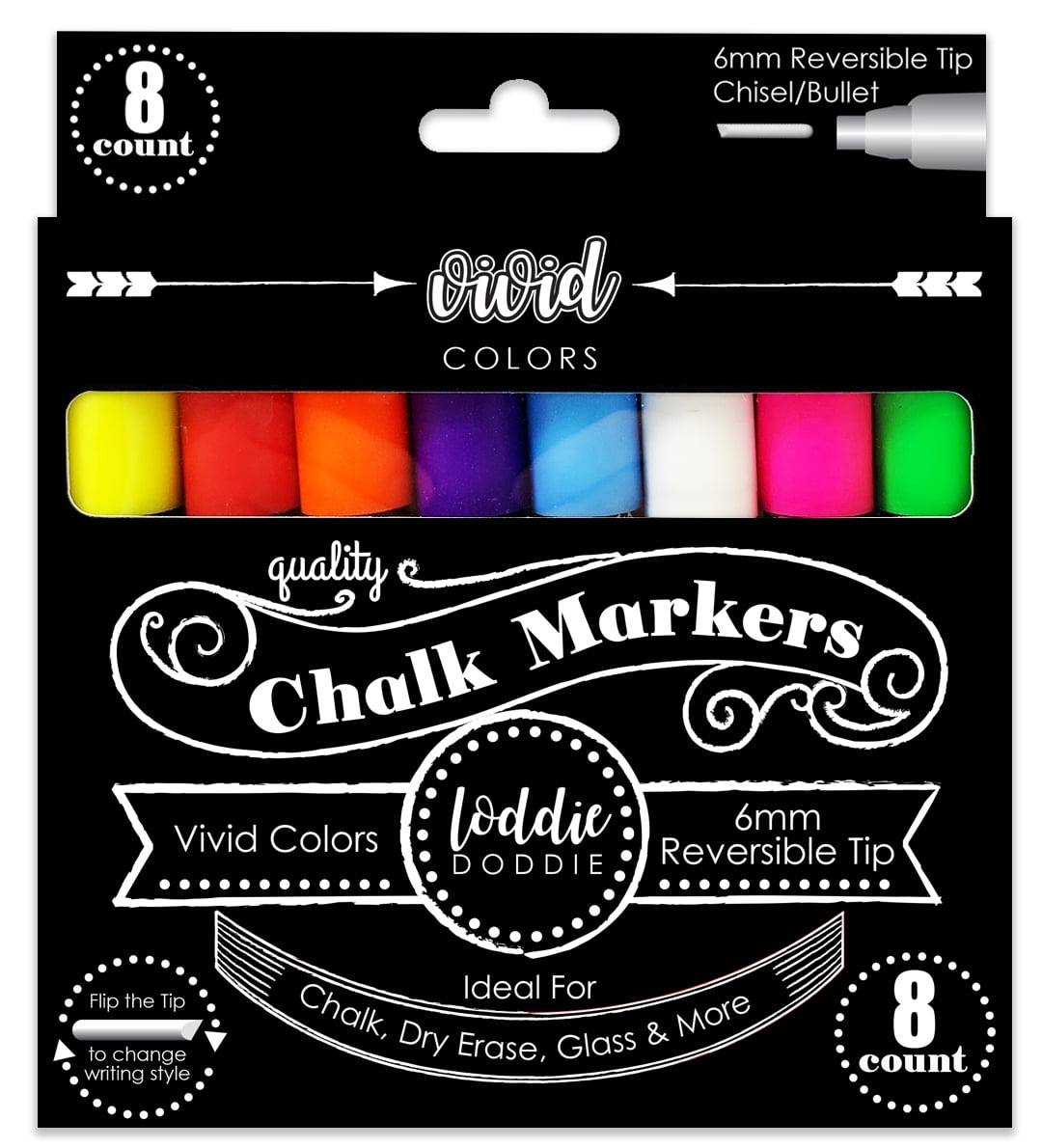 Carmel Liquid Chalk Marker Medium Tip, Pack of 10 (Assorted Colors), R —  CHIMIYA