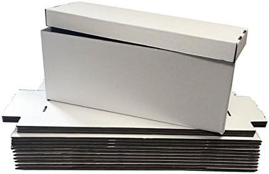 8ct Long Comic Book Storage Box White Corrugated Cardboard, 200 lb