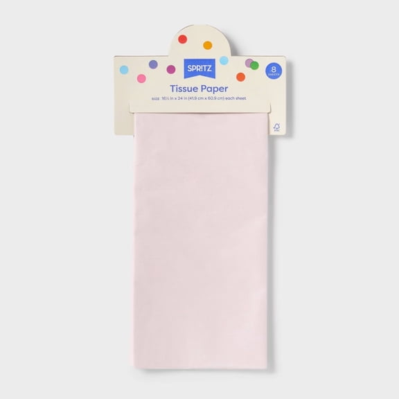 8ct Tissue Paper Light Pink: Gift Bag Accessories for Baby Girl, Easter, All Occasions