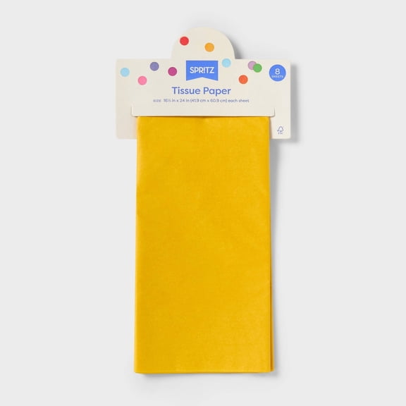 8ct Tissue Paper Yellow - Spritz: Solid Gift Packaging for All Occasions, Easter, 16.5" x 24"