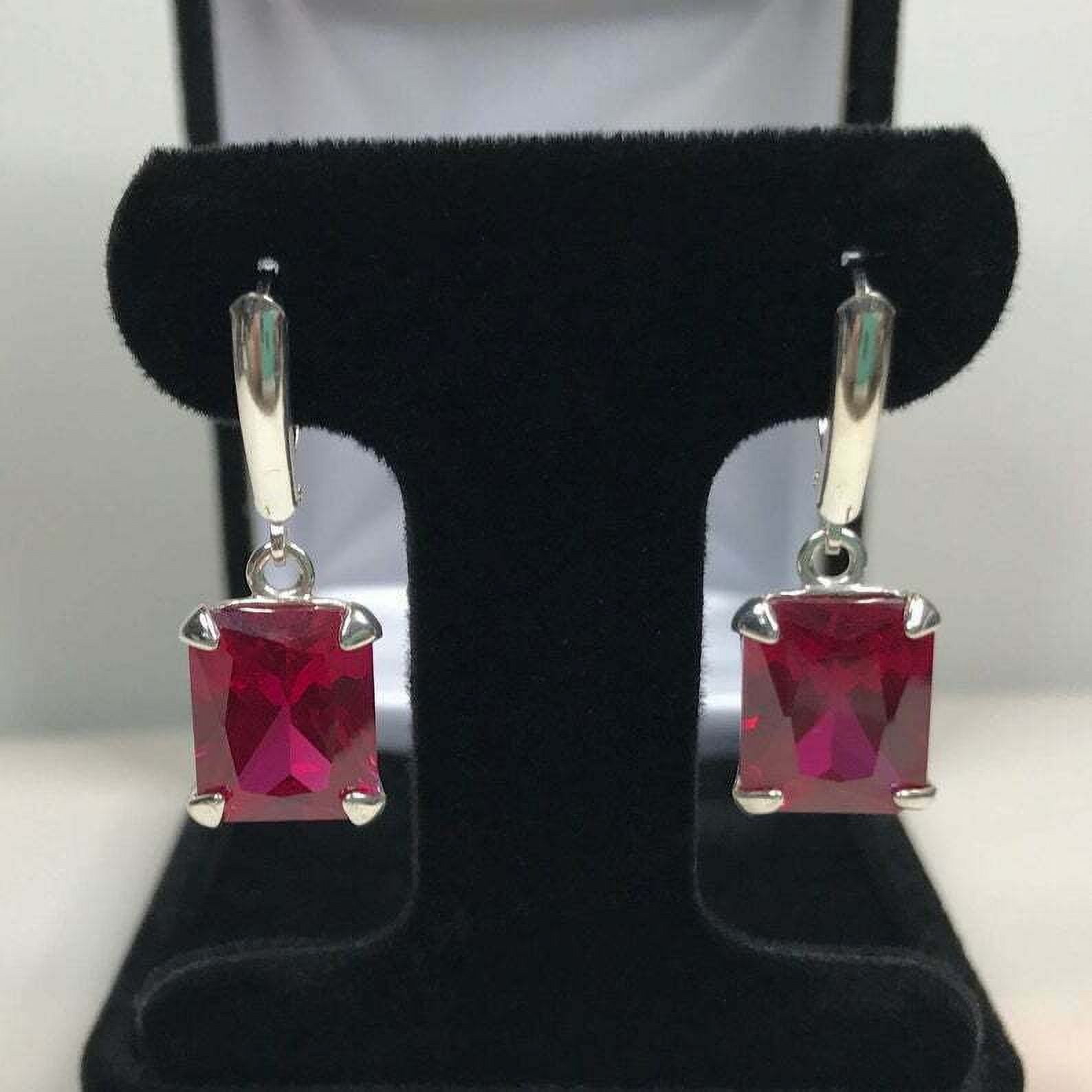 ARENA GEMS JEWELLERY 8ctw or 14ctw Emerald Cut Ruby Sterling Silver Bride Jewelry Gift Earring