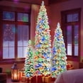 thumbnail image 1 of 8fT, 6fT, 4fT Pencil Christmas Trees,3-Set Pre-Lit Christmas Trees with 290 LED Lights,1370 PE Branch Tips, 11 Lighting Modes, Snow Flocking, Includes Stand, 1 of 8