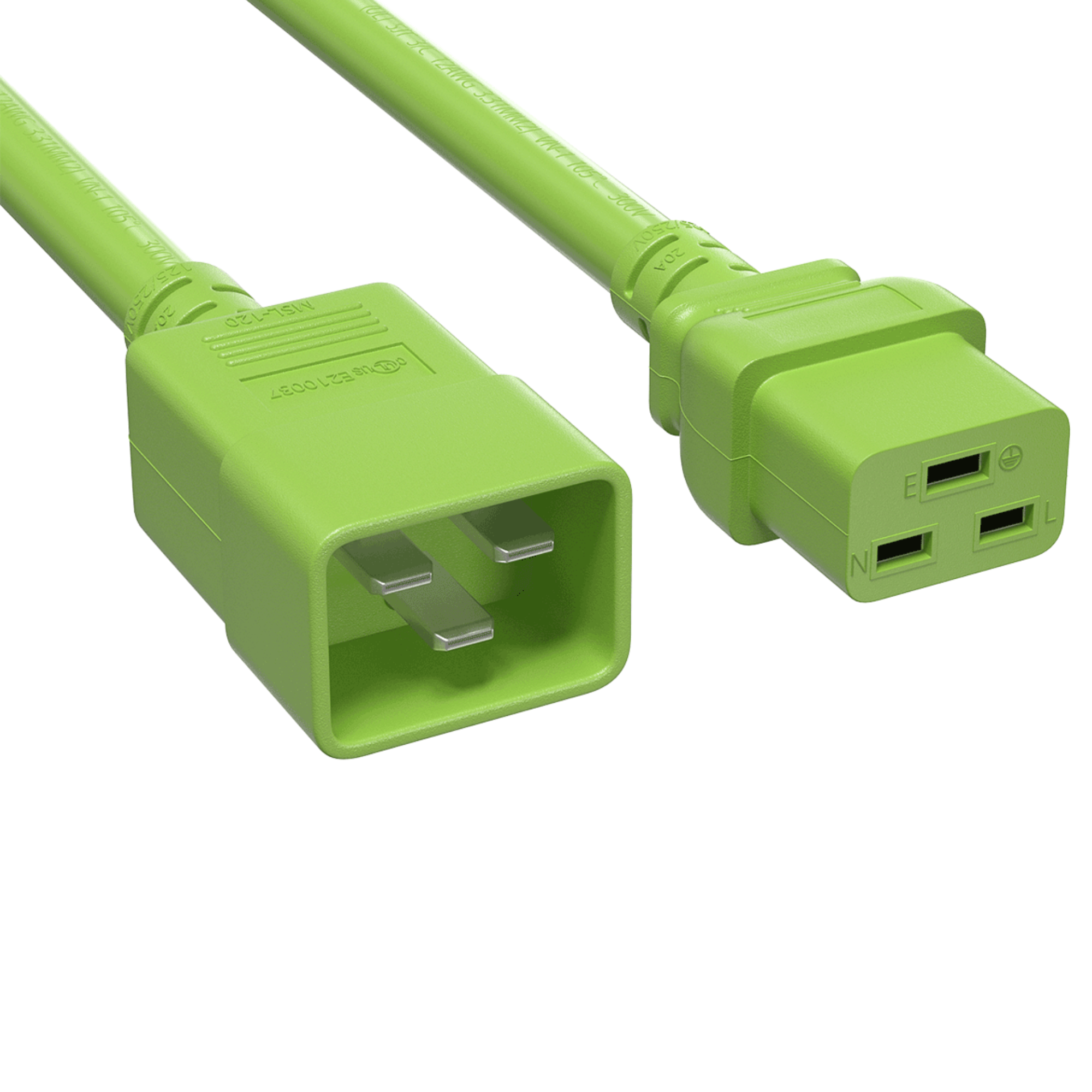 8ft 12 AWG 20A 250V Heavy Duty Power Cord (IEC320 C20 to IEC320 C19), Green