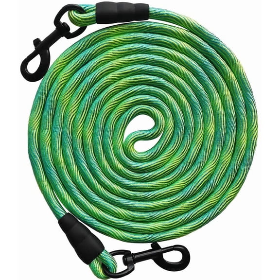 8ft 12ft 20ft 30ft 50ft 75ft Dog Tie-Out Long Tether Rope Leash, Outdoor Yard Leash- Large Medium Small Dogs Training, Playing, Camping, Backyard (Green, 12 Foot)