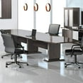 thumbnail image 1 of 8ft - 16ft Modern Designer Conference Room Table, Office Meeting Boardroom (14ft with 3 Power Modules, Textured Mocha), 1 of 8
