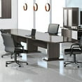thumbnail image 1 of 8ft - 16ft Modern Designer Conference Room Table and Chairs Set (14ft Table & 12 Chairs (Chrome Base), Textured Mocha), 1 of 6