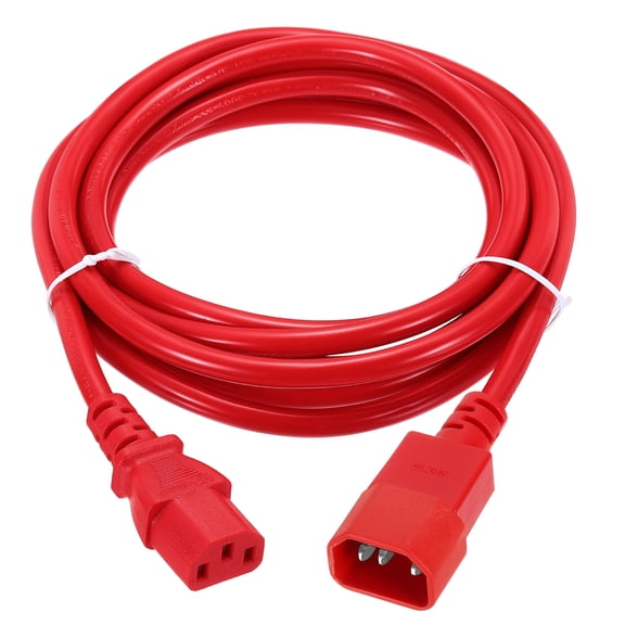 8ft 18 AWG Red 18/3 Universal Power Cord C14 to C13 10A 250V 3-Prong Extension PDU Power Cables
