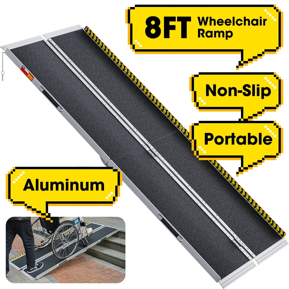 8ft Aluminum Wheelchair Ramp, 600 lbs Capacity Portable Threshold Ramp ...