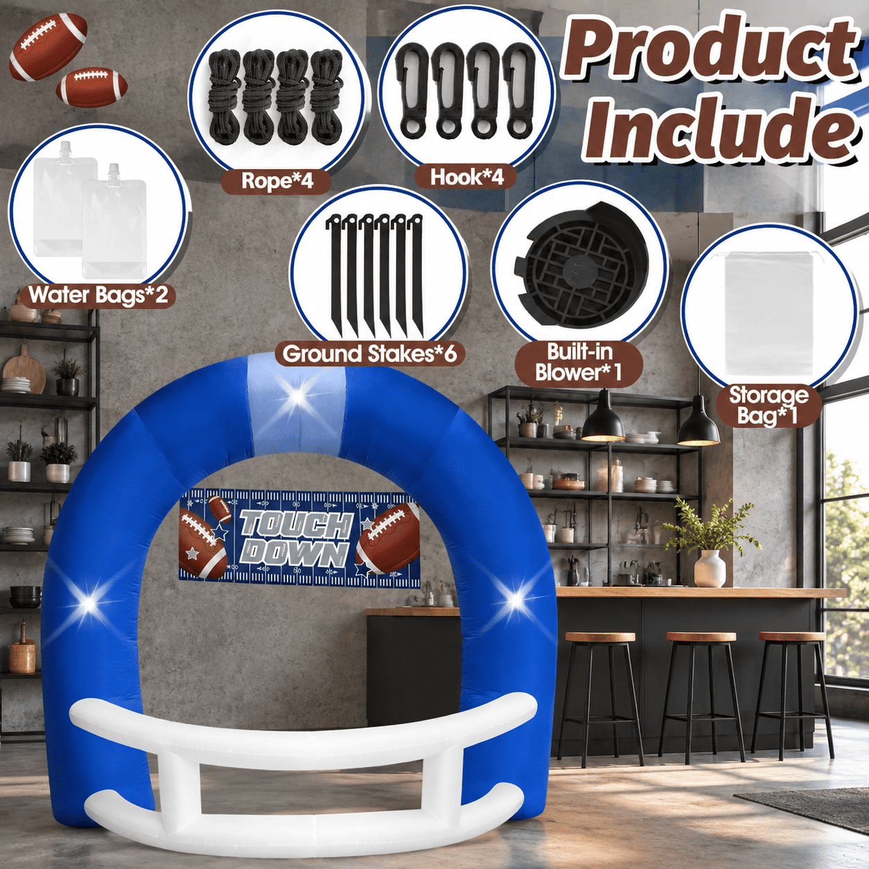 8ft Blue White Inflatable Football Arch With Led Lights - Walmart.com
