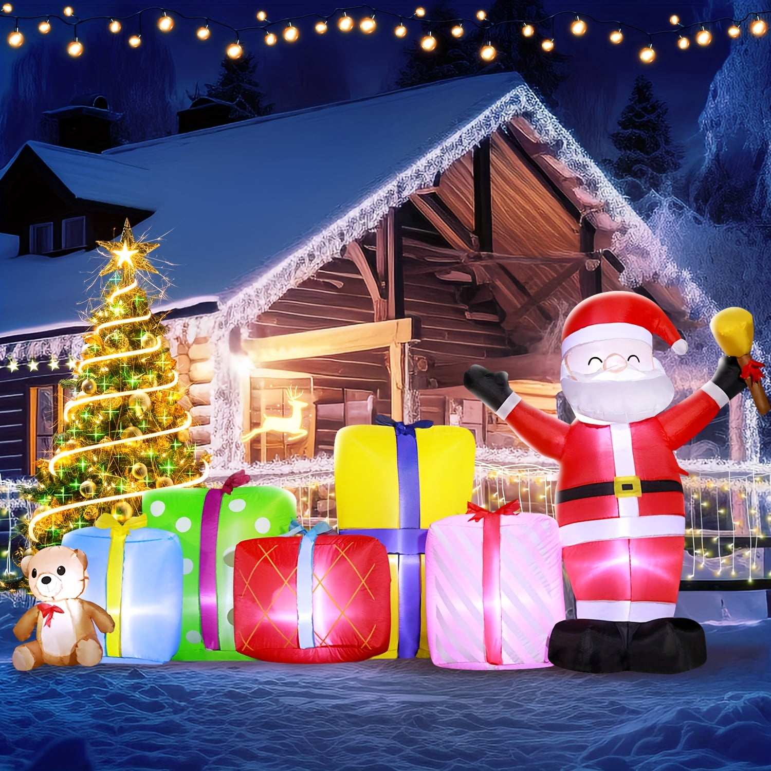 8ft Christmas Inflatable Gift Boxes, Present Box And Santa Claus Blow ...
