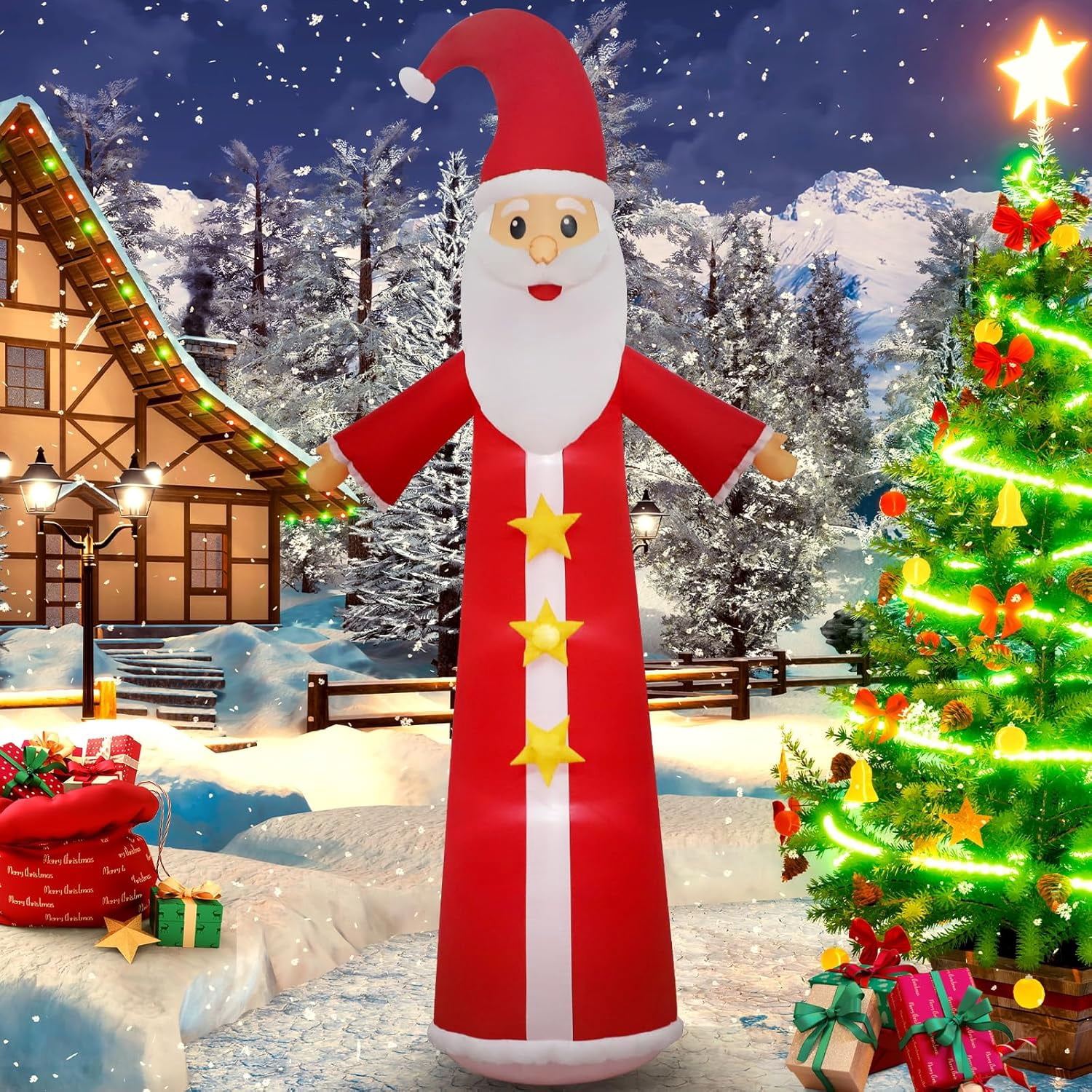 8ft Christmas Inflatable Outdoor Decorations, Christmas Tree Road Sign