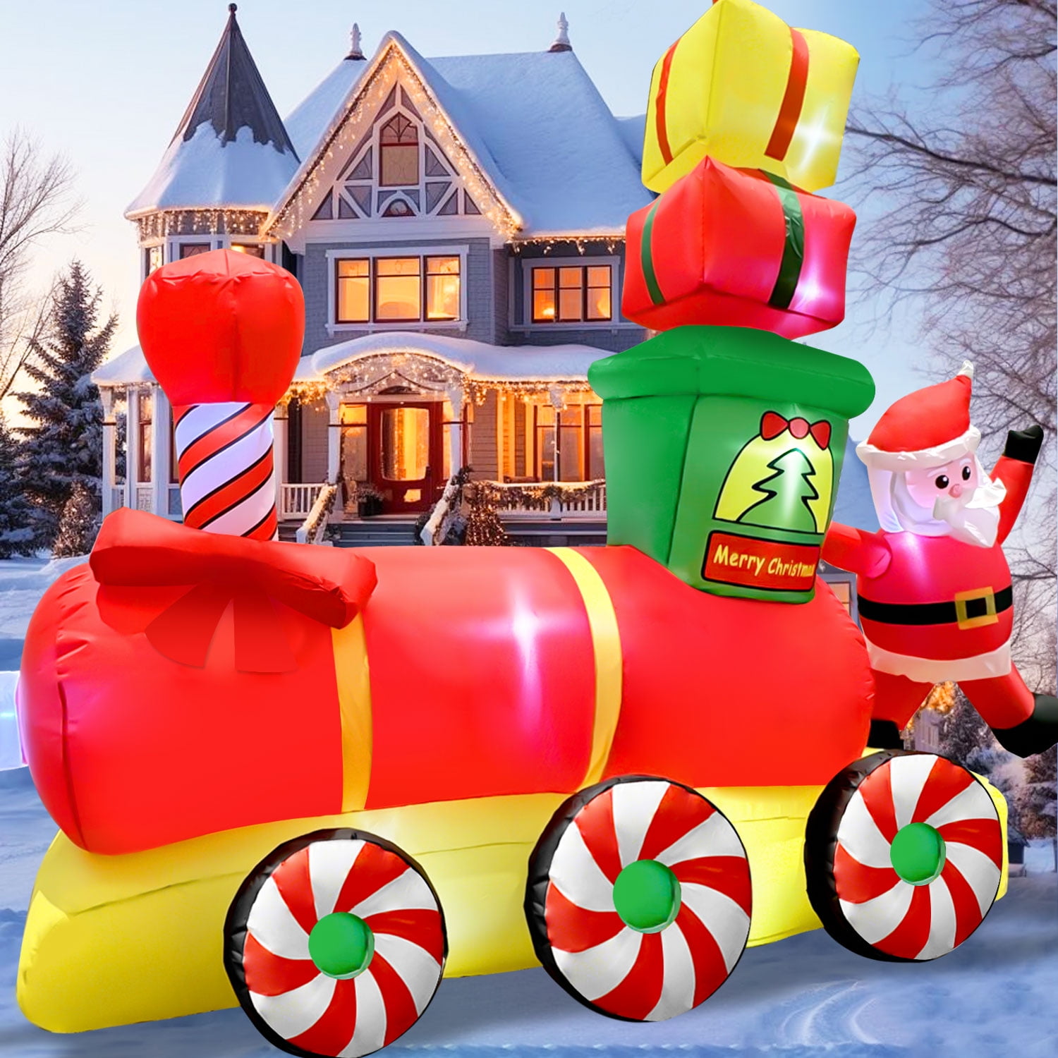 GVDV Inflatable Train Christmas Decoration