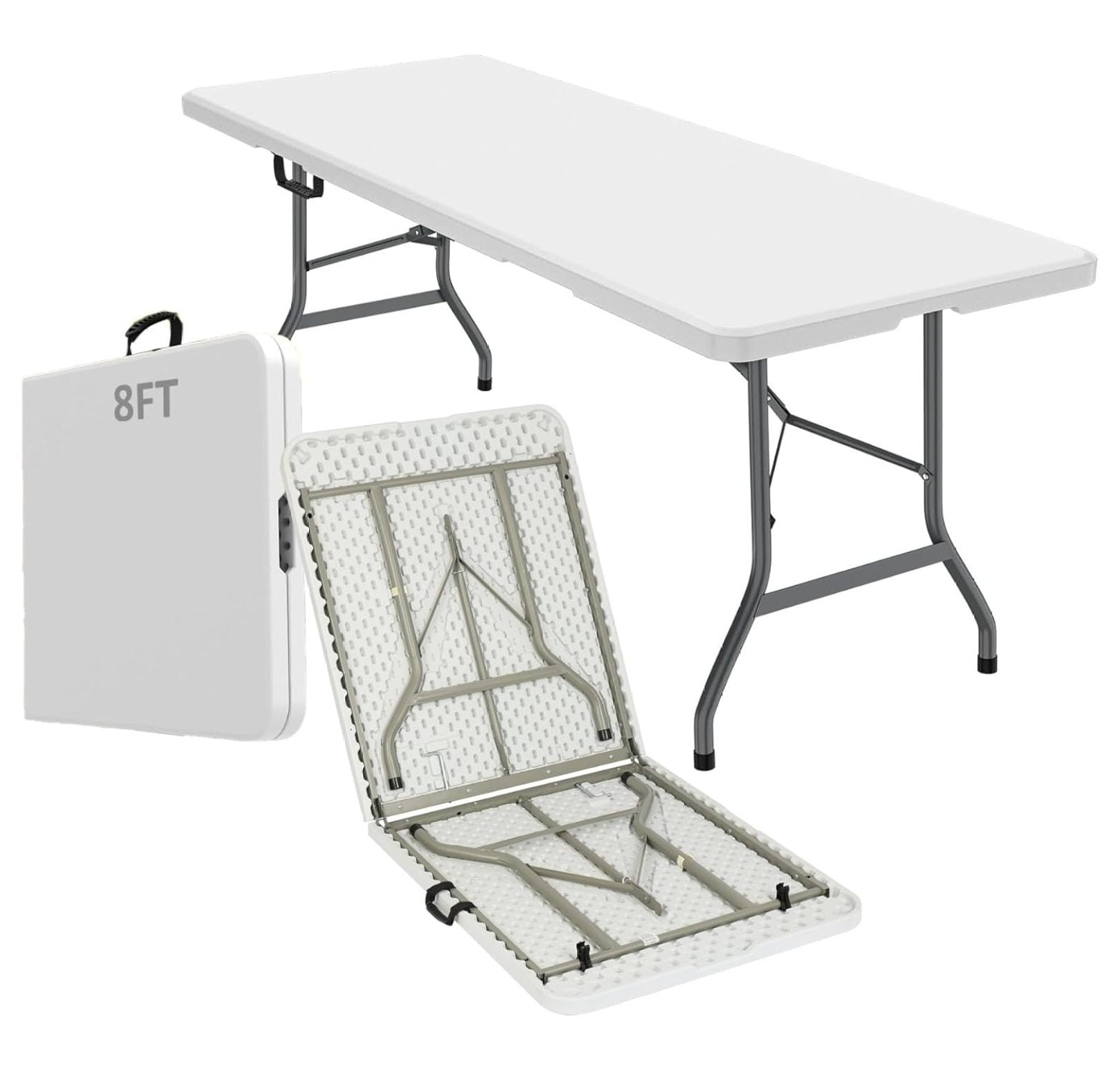 8ft Heavy Duty Portable Folding Table Plastic Dining Table Indoor