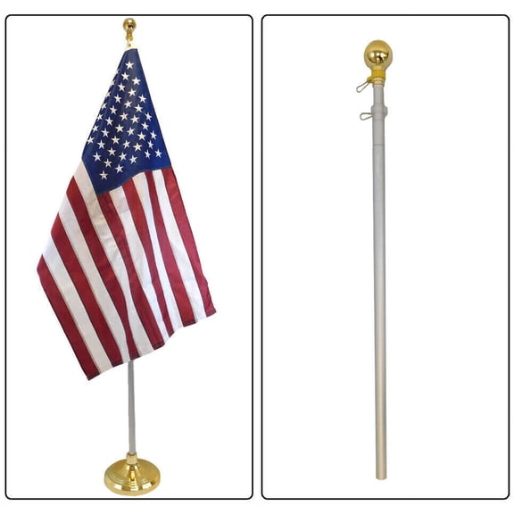 8ft Indoor Flag Pole Bal Topper 8' Telescoping Flag Pole - Pole Only PREMIUM