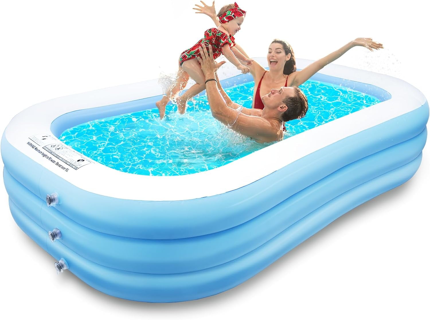 8ft Inflatable Swimming Pool 96" x 56" x 22", Rectangular Blow Up