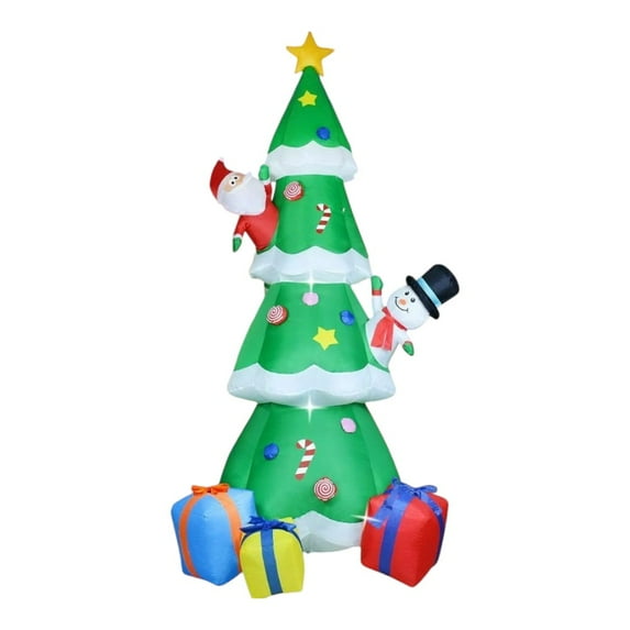 8ft Inflatables Christmas Tree Outdoor Decoration, Blow Up Giant Xmas Tree with 3 Gift Boxes and Build-in LEDs for Indoor Outdoor Yard Garden Lawn Décor