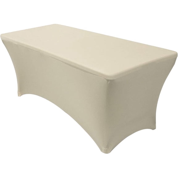 - 8ft Ivory Rectangular Spandex Table Covers Fitted Tablecloth Wedding Event Patio Decorations Elastic Fabric Stretch for Folding Table