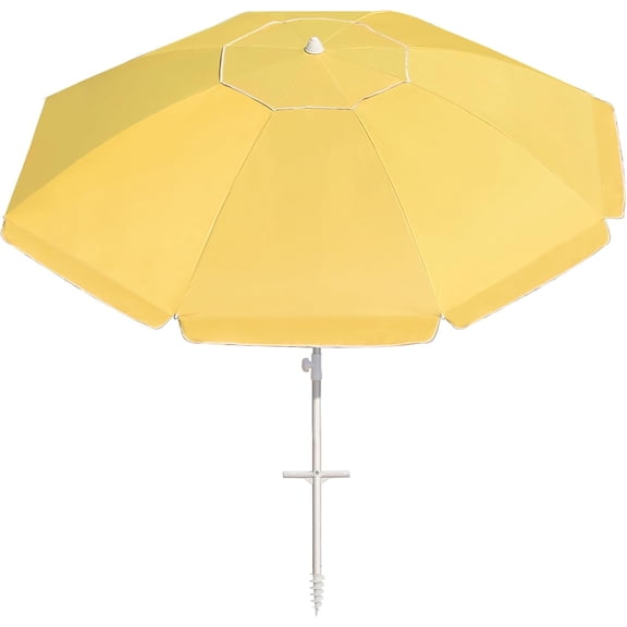 8ft Large Beach Umbrella w/Sand Anchor Vent Tilt, Heavy Duty High Wind Patio Umbrellas w/Carry Bag,UV 50+ Sun Protection Portable Sunshade Umbrellas for Garden Pool Backyard