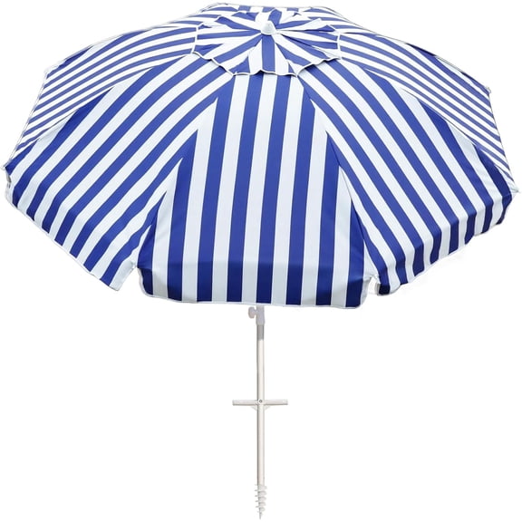 8ft Large Beach Umbrella w/Sand Anchor Vent Tilt, Heavy Duty High Wind Patio Umbrellas w/Carry Bag,UV 50+ Sun Protection Portable Sunshade Umbrellas for Garden Pool Backyard