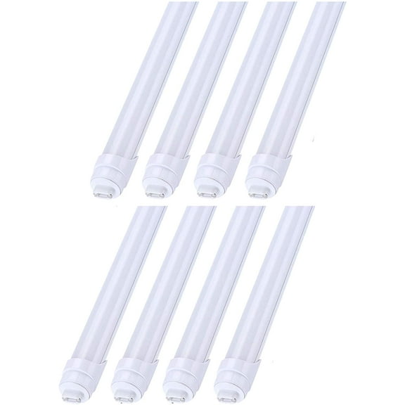 8ft Led Light Tube Ho R17d Frosted 6000k 45W T8 Dual-End Power 8Pack
