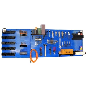 8ft Metal Pegboard Master Workbench Kit - Blue Toolboard & Black Accessories
