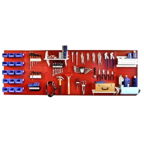 8ft Metal Pegboard Master Workbench Kit - Red Toolboard & White Accessories