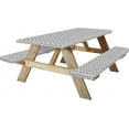 thumbnail image 1 of 8ft Picnic Table and Bench Cover, Camping Essentials RV Gear, 96 in Waterproof Windproof Outdoor Elastic All Around Tablecloth, Fitted Rectangle Tables and Seats, Gray-White Moroccan, 1 of 15