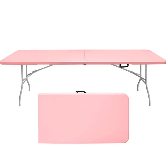 8ft Pink Folding Table | Used in Camping and Picnic Scenarios | Triangular Design for Better Stability
