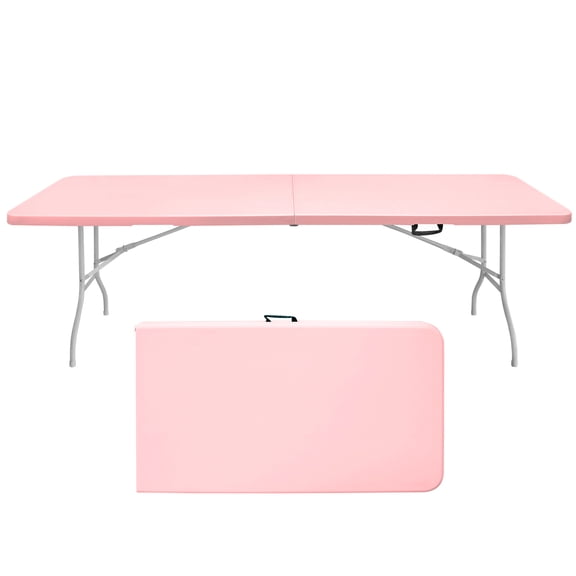 8ft Pink Party Picnic Folding Table - Camping, , Waterproof Portable Camping Picnics, Parties, Foldable, Waterproof, Stable, Strong
