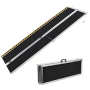 8ft Portable Folding Aluminum Wheelchair Ramp with Reflective Strips & Transition Plate, 600lbs Capacity Non-Slip Mobility Ramp with Carry Handle for Home Steps Doorways
