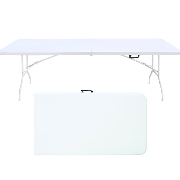 8ft Portable Plastic Table | Perfect for Birthday Parties and Picnics | Easy to Carry with Side Lock and Handle