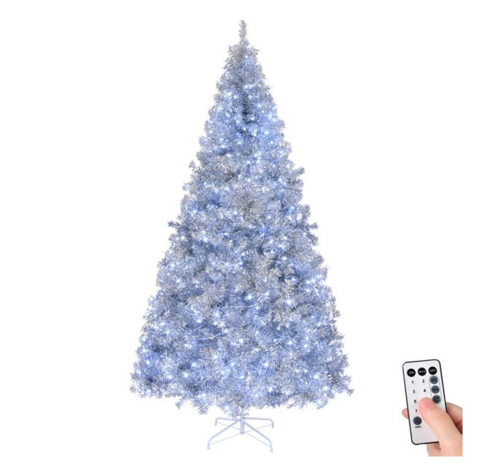 Pre Lit Silver Christmas Tree