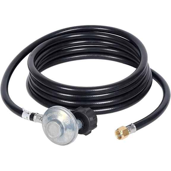 8ft Propane Hose with Regulator for Propane Fire Pit, Propane Patio Heater, Gas Grill and More, 3/8 Inch Female Flare