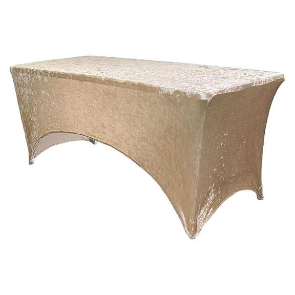 8ft Rectangular Spandex Tablecloth - Stretch Table Cover for Weddings & Events - Champagne